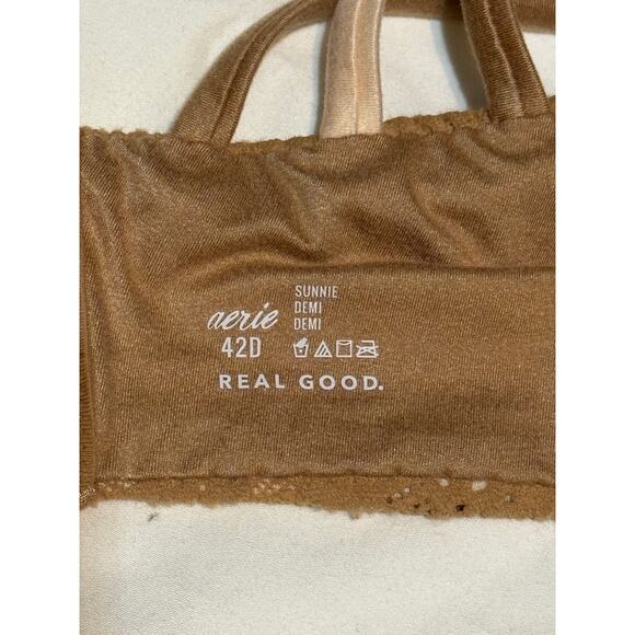 Aerie · 42D · Sunnie Demi Lace Push-Up Bra · Real Good Recycled Nylon · Tan Nude - Picture 10 of 11